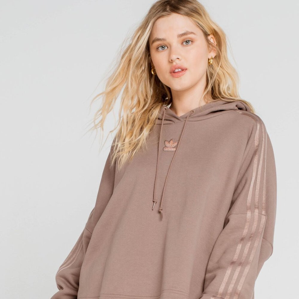 Adidas 3 Stripped Brown Glitter Cropped Hoodie